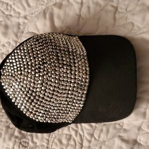 Sparkly black baseball hat. Womens